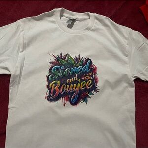 White Short Sleeve Tee with Vibrant Graphic